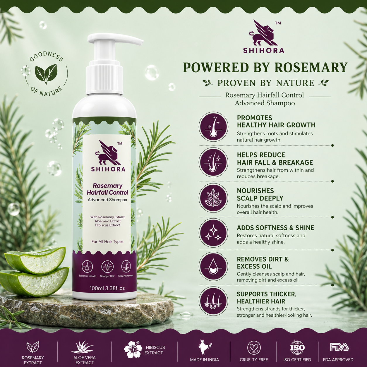 Rosemary Hair fall Control Advanced Shampoo pack of 2