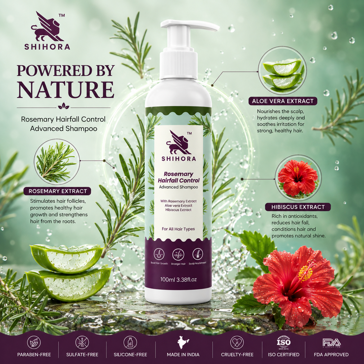 Rosemary Hair fall Control Advanced Shampoo pack of 2