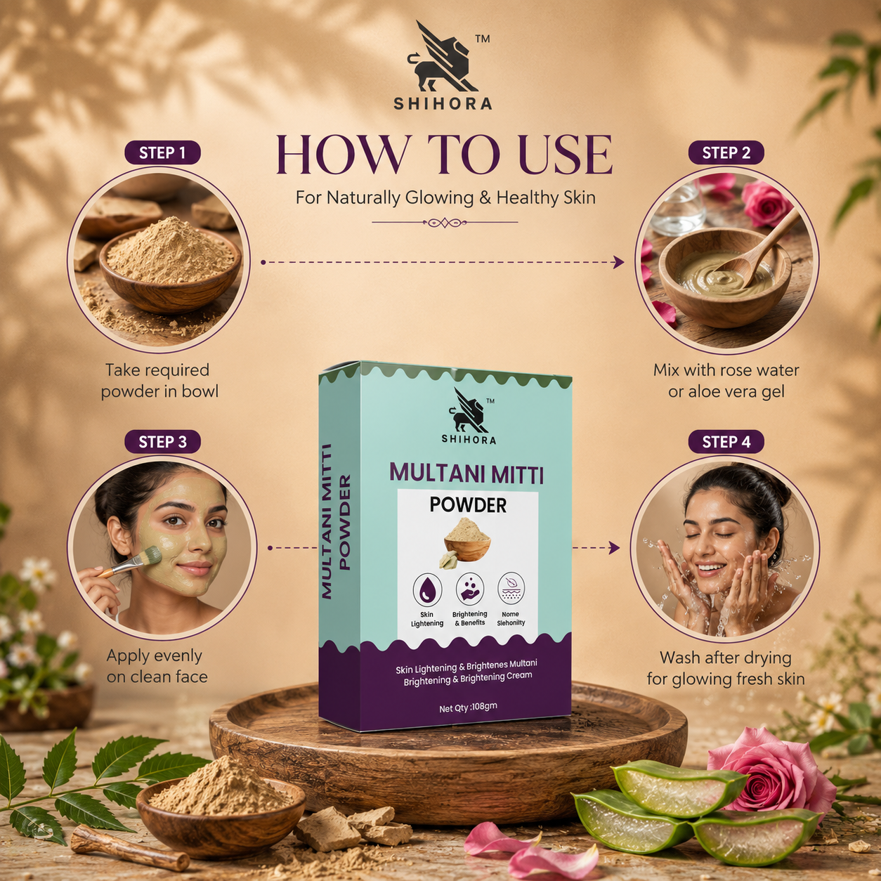 Pure & Natural Multani Mitti Powder pack of 3