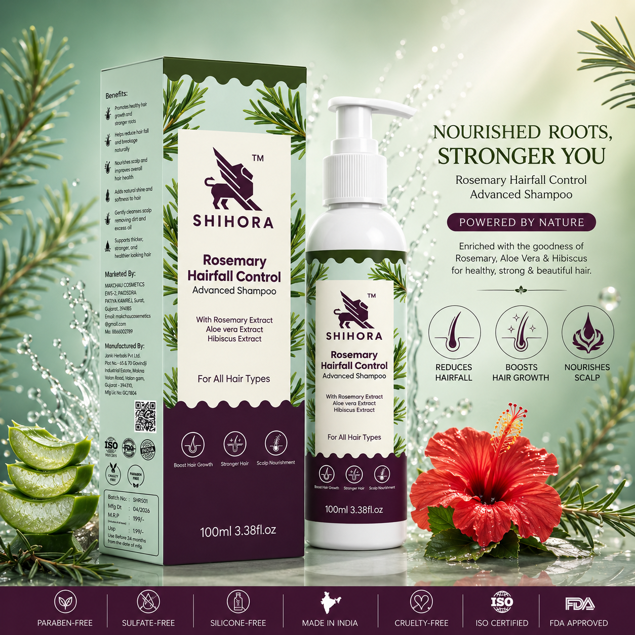 Rosemary Hair fall Control Advanced Shampoo pack of 2