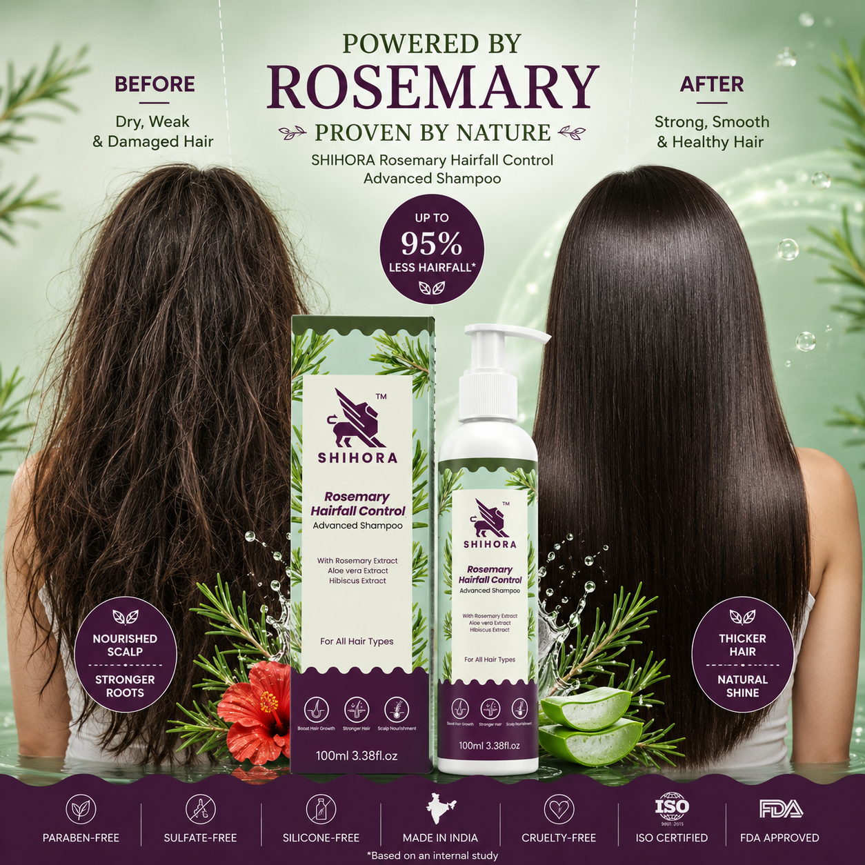 Rosemary Hair fall Control Advanced Shampoo pack of 2